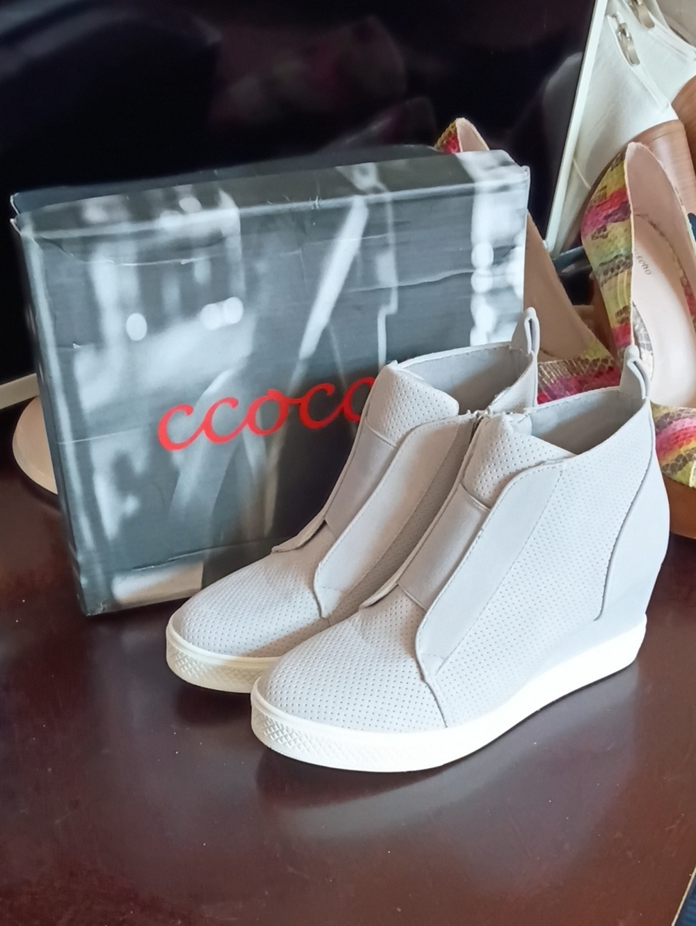 CCOCCI Light Gray Perforated Wedge Sneaker